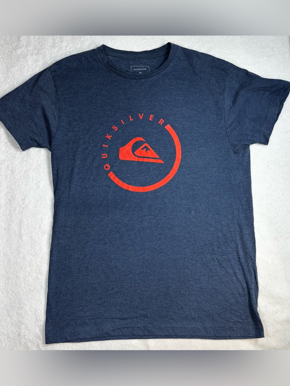 Quiksilver Men's Medium Blue Graphic Logo T-Shirt, Short Sleeve Casual Tee
